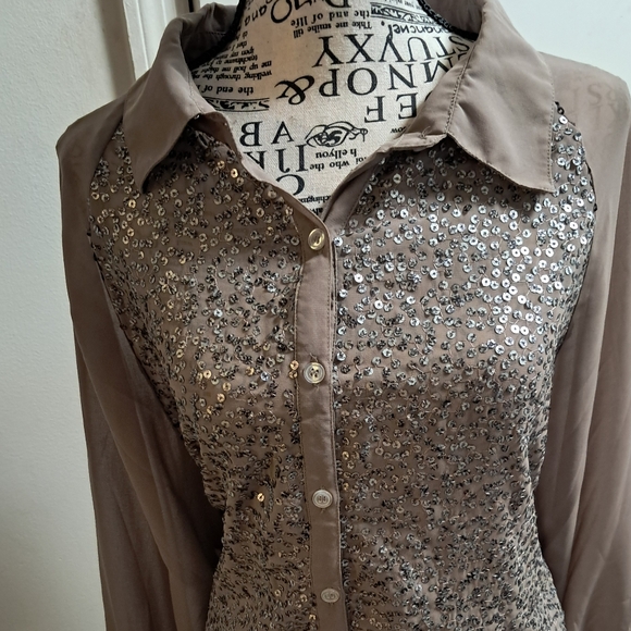 Semi-sheer sequined top - Picture 1 of 14